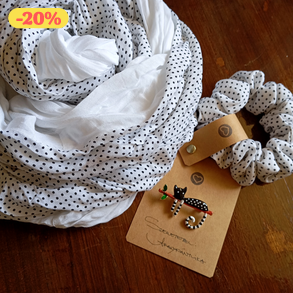 "Lusta macska" csősál cica brossal és hajgumival - Aranypántlika