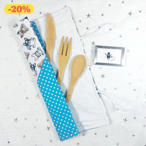 Evőeszköztartó  - French bulldog sötétkék