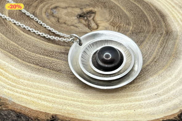 Fekete gyöngyös ezüst nyaklánc