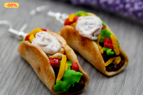 Taco Fülbevaló Valóósághű Mexikói Ékszer Nyaklánc Kulcstartó Vicces