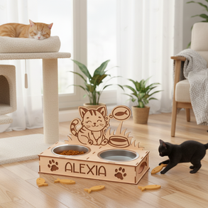 Cuki Cicás Etetőtál – Opcionálisan Névre Szóló, Gravírozott Macskatál