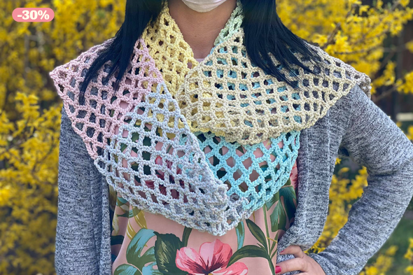 Tavaszi színátmenetes, szita sál (Fagyi sál)