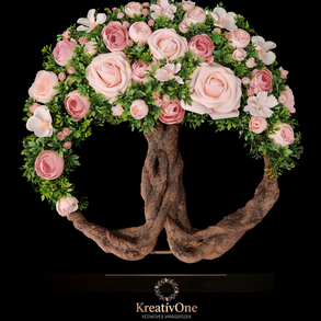 Rózsaszín virágos életfa ajtódísz