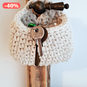 Horgolt kis kosár, natúr