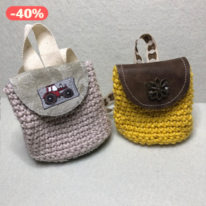 hátizsák horgolt betétekkel- maciknak, babáknak