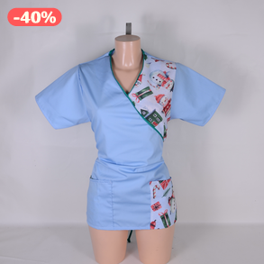 S méret Hóember mintás tunika egészségügyi/óvónői/szépségipari munkaruha