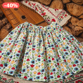 Rapport virágmintás néptánc szoknya 45 cm - Pörgős néptánc szoknya