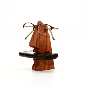 Mosolygós:-) mobiltartó és szemüvegtartó, 2in1 - diófából