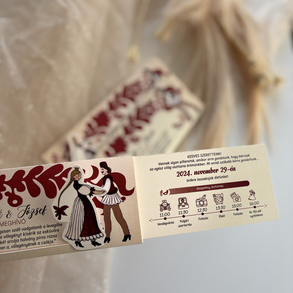 Népi jellegű kihúzható meghívó 