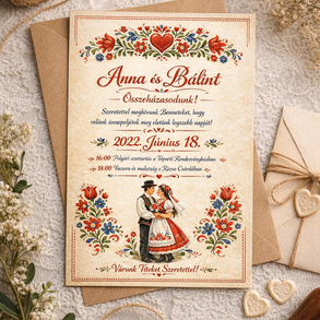 Hagyományörző esküvői meghívó