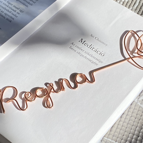 Névre szóló Lótuszvirág Könyvjelző drótból