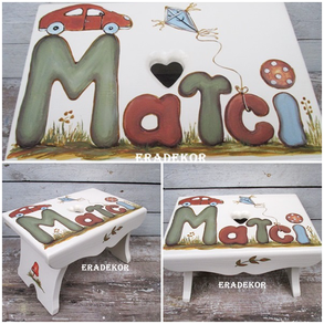 Névre szóló festett sámlik kisfiúknak