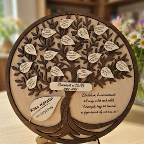 Ballagási Ajándék  Életfa Tábla Névvel – Óvónéni Tanár Ajándék Fából Egyedi Gravírozással
