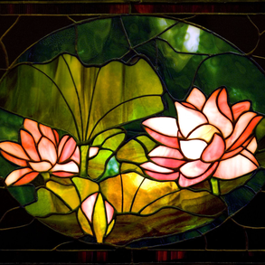 Tavi lótuszok, világító tiffany falikép