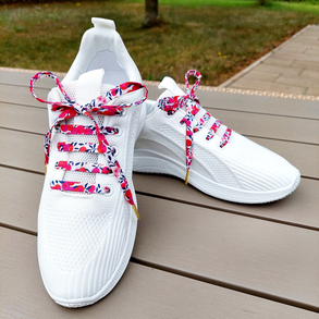 Mintás cipőfűző gyerekeknek, felnőtteknek, piros virágok, LuannaBaby 