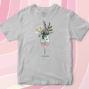 Egyedi grafikás, borvirág mintás póló