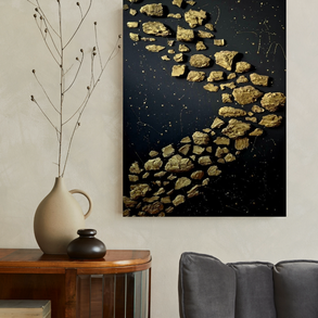 70x100cm Fekete arany textúrált absztrakt festmény 