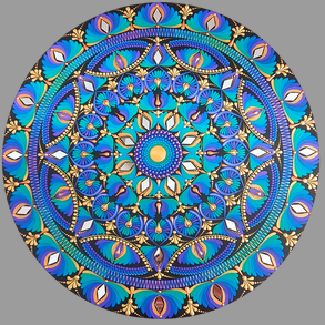 50 cm-es  Kékes-zöldes-lilás színátmenetes mandala