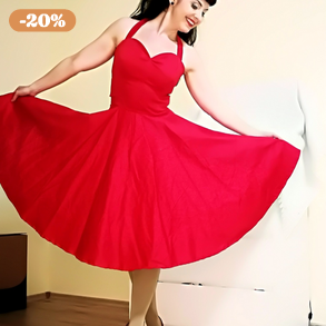 Pinup Rockabilly ruha Menyecske Valentin napi, piros