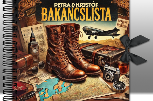 Retro Bakancslista Napló Pároknak - karácsonyi ajándék ötlet / évfordulóra / nászajándékba / szülinapra / cél tervező