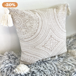 Mandala mintás bojtos dekorpárna 40x40cm, Bohém marokkói stílusú, bohém, bojtos, díszpárna, huzat+belső
