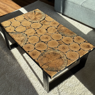 Epoxy-fa karika design asztalka, dohányzóasztal, kisasztal