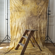Napsárga–Barna Muszlin Pamut Fotós Háttér — 160 × 300 cm