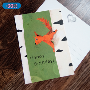 Happy Birthday! - Mókusos képeslap 