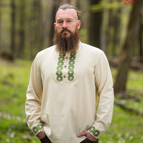 Szervető-végtelen fonat ing - natúr-zöld