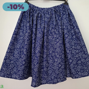 Tulipános, kékfestő mintás, pörgős szoknya 40 cm