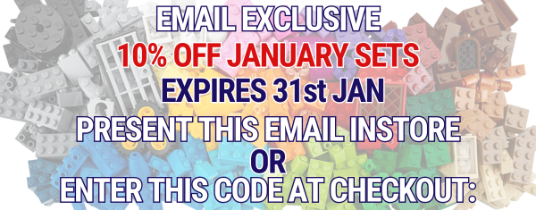 Email Exclusive: 10% off Jan sets. Expires in 7 days. Present instore or enter code and checkout