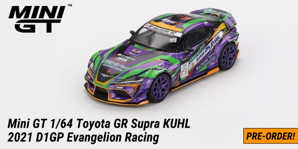 Mini GT MGT00951-BL 1/64 Toyota GR Supra KUHL 2021 D1GP Evangelion Racing