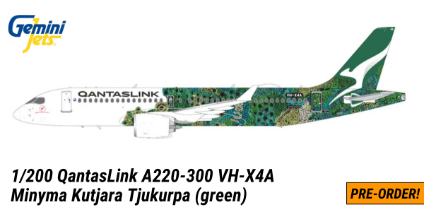 Gemini Jets G2QFA1319 1/200 QantasLink A220-300 VH-X4A Minyma Kutjara Tjukurpa (green)