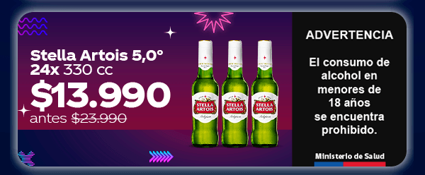 Stella Artois 24x 330 cc $13.990