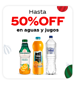 Hasta 50%OFF en aguas y jugos