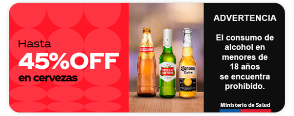 Hasta 45%OFF en cervezas