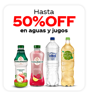 Hasta 50%OFF en aguas y jugos