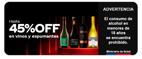Hasta 45%OFF en vinos y espumantes