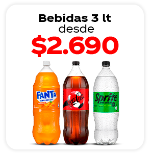 Bebidas 3 lt desde $2.690