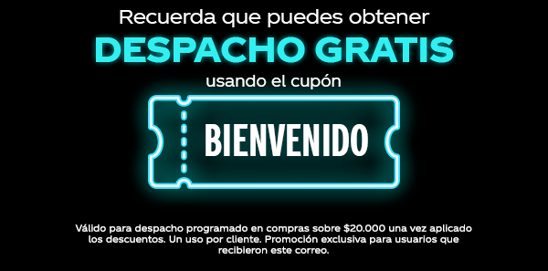 Recuerda que puedes obtener despacho gratis usando el cupón: BIENVENIDO