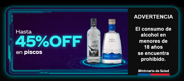 Hasta 45%OFF en piscos