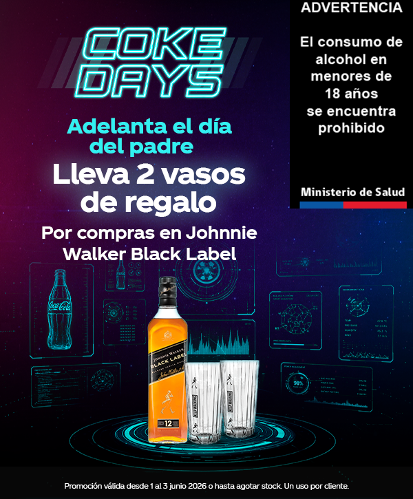 Lleva 2 vasos de regalo por compras en Johnnie Walker Black Label