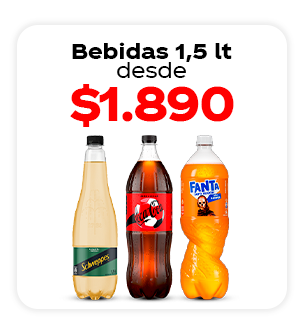 Bebidas 1,5 lt desde $1.890