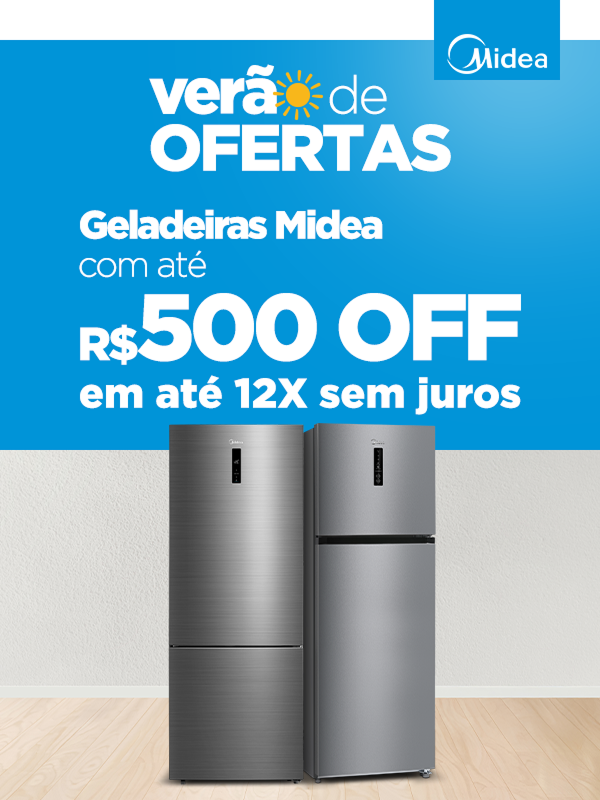 Geladeiras Midea com até R$500 off em até 12x sem juros