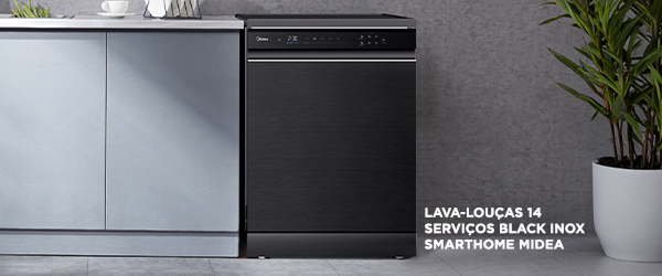 Lava-louças 14 serviços Black Inox Smarthome Midea