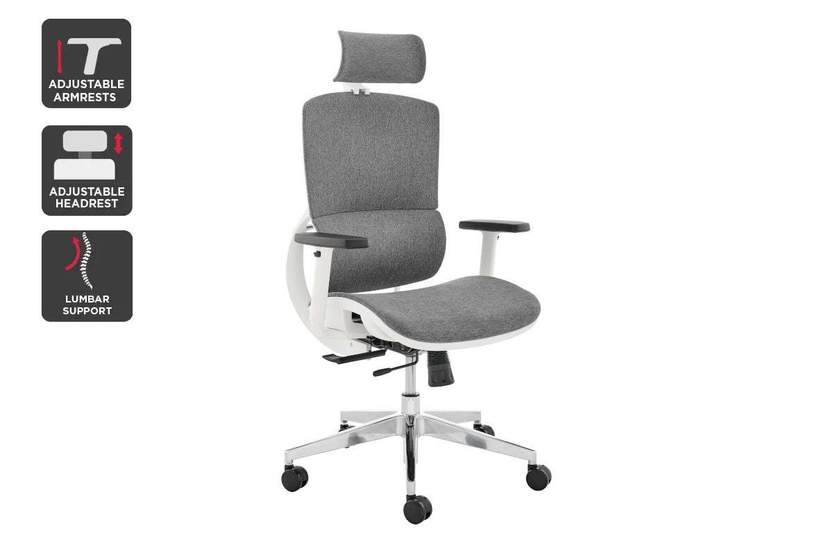 Image of Ergolux Emerson Office Chair (White Frame, Grey)