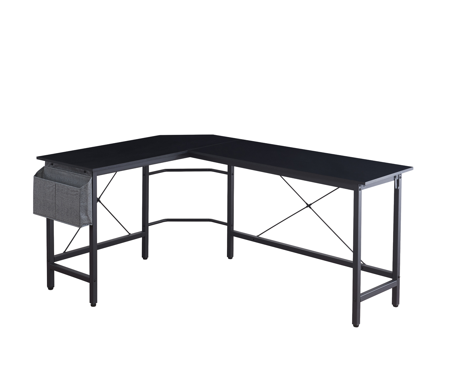 Image of Gorilla Office: Hampton L Shape Desk Black With Side Pouch