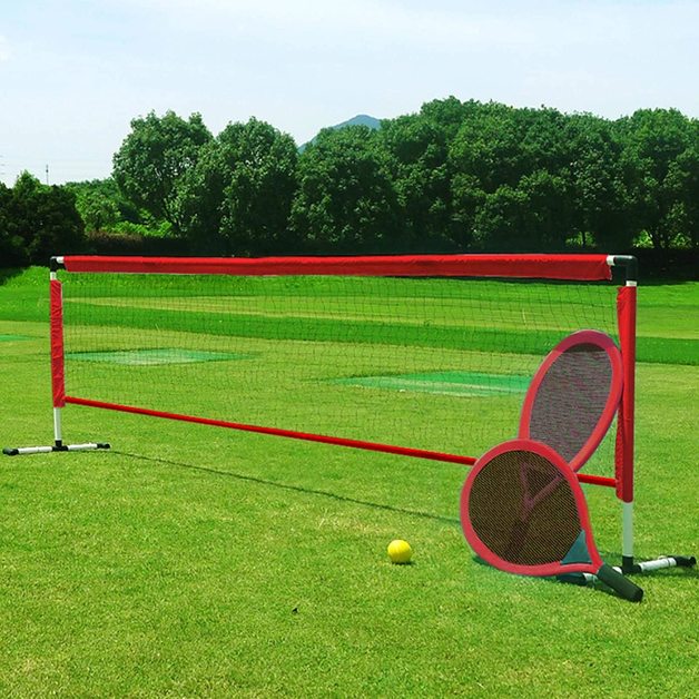 Image of Garden Tennis Set with Plastic Pole & Net + 2 Jumbo Racket + 1 Ball