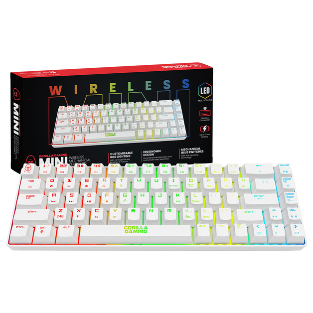 Image of Gorilla Gaming Mini Wireless Mechanical Keyboard - White