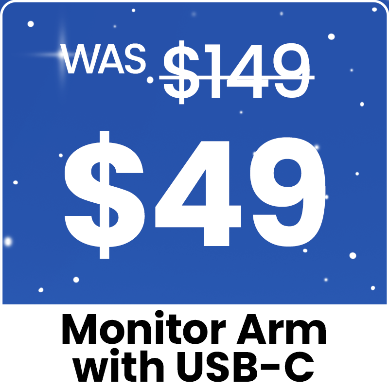 Gorilla Arms Flexy Spring-Assisted Monitor Arm with USB-A/USB-C Ports